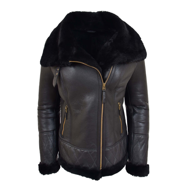 Womens Genuine Merino Sheepskin Jacket Black | House of Leather