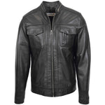 Mens Casual Biker Leather Jacket Jaime Black