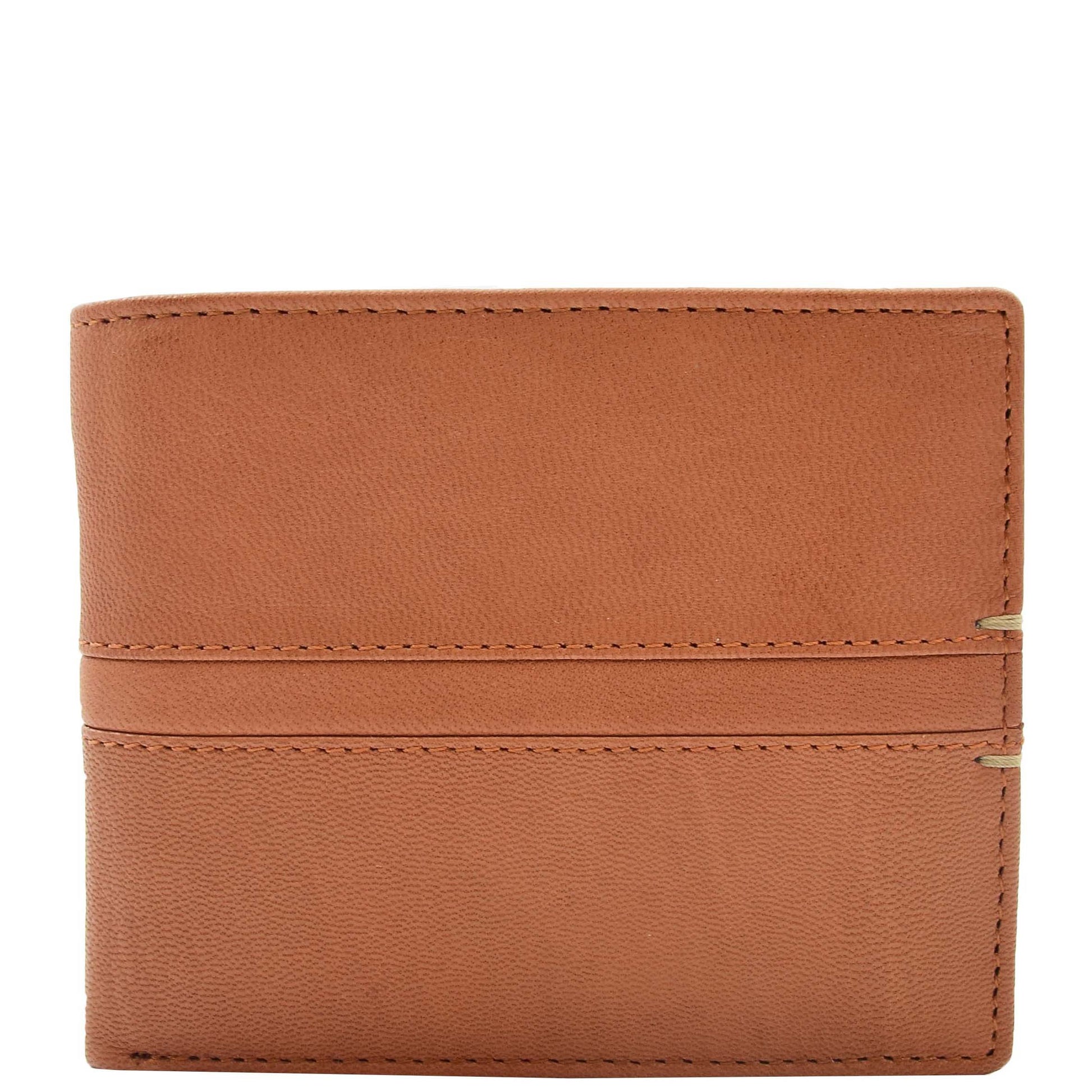 Mens Real Leather Bifold Wallet HOL801 Cognac 1