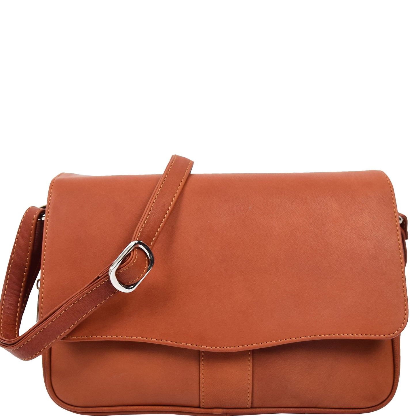 Womens Leather Classic Organiser Bag Matilda Cognac 1