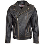 Mens Leather Biker Brando Design Jacket Sean Vintage Black