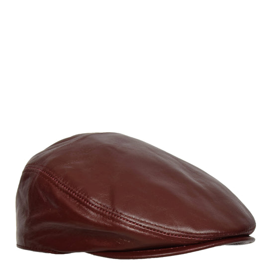 leather flat caps in red