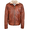 Mens Real Leather Sherpa Lined Jacket Alfie Brown