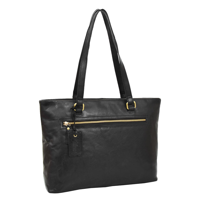 Womens Leather Classic Shopper Bag Sadie Black