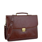 Mens Faux Leather Flap Over Briefcase Windsor Brow