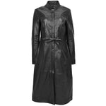 Womens Real Leather Full Length Long Coat Leila Black