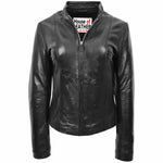 Womens Real Leather Casual Biker Jacket Zoe Black