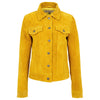 Womens Soft Suede Trucker Style Jacket Alma Yellow