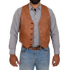 button fastening leather gilet for mens