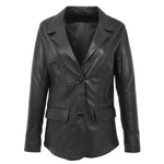 Womens Leather Semi Fit Two Button Blazer Shirley Black