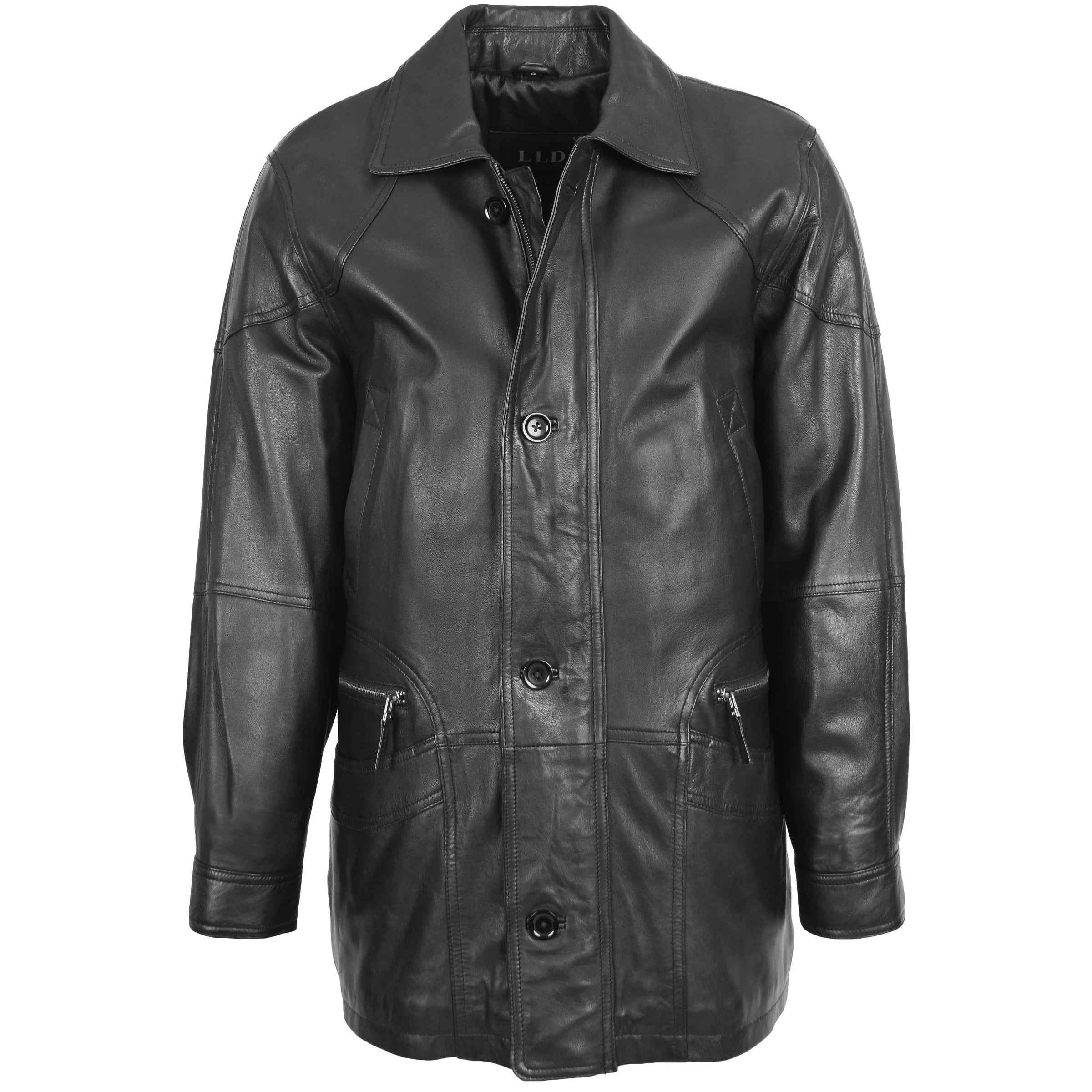 Mens Classic Leather Winter Car Coat M2 Black | House of Leather