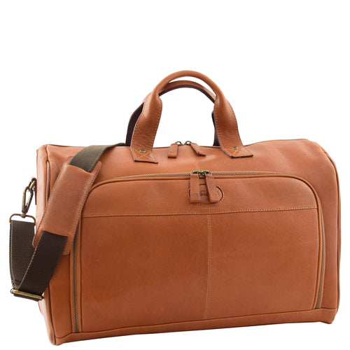 Genuine Leather Travel Holdall Overnight Bag HL015 Tan