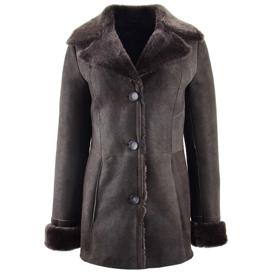 Womens Sheepskin Classic Mac Coat Tammy Brown