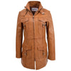 Womens Leather Dual Zip Fastening Jacket Kendall Tan