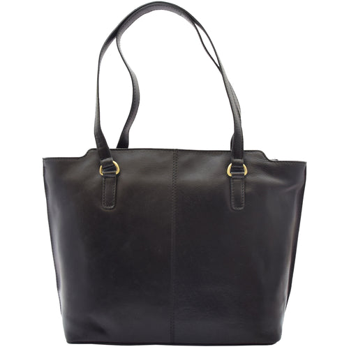 Womens Large Casual Real Leather Shoulder Handbag Greenland Black 1