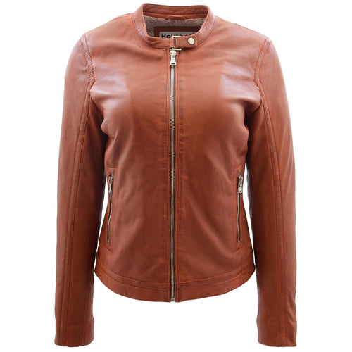 Womens Soft Leather Biker Style Jacket Elyza Timber