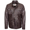 Mens Leather Coat Belted Safari Style Anderson Brown