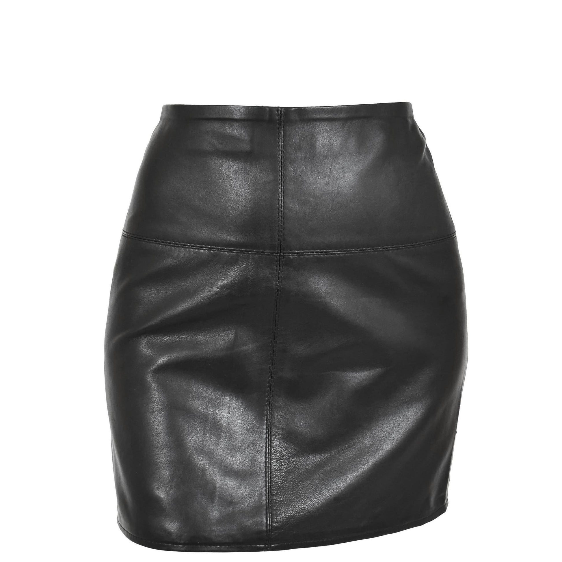 Ladies Leather 16inch Mini Length Pencil Skirt SKT5 Black