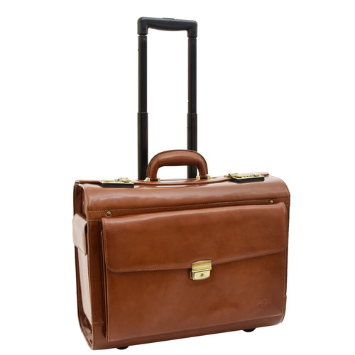 Exclusive Leather Pilot Case Laptop Bag Chester Cognac