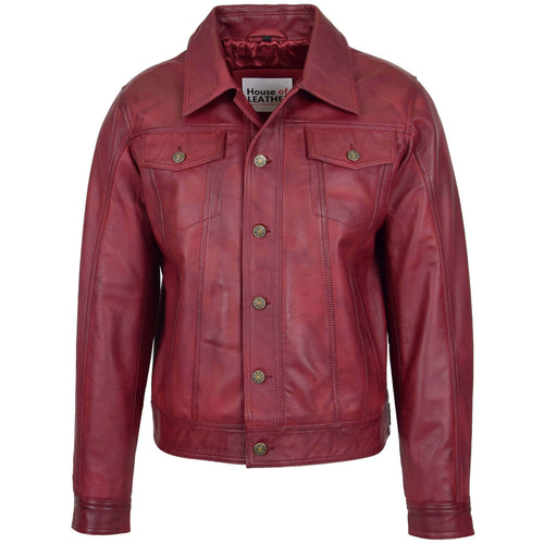 Mens Leather Lee Rider Casual Jacket Terry Burgundy