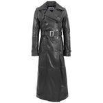Womens Leather Full Length Trench Coat Sharon Black