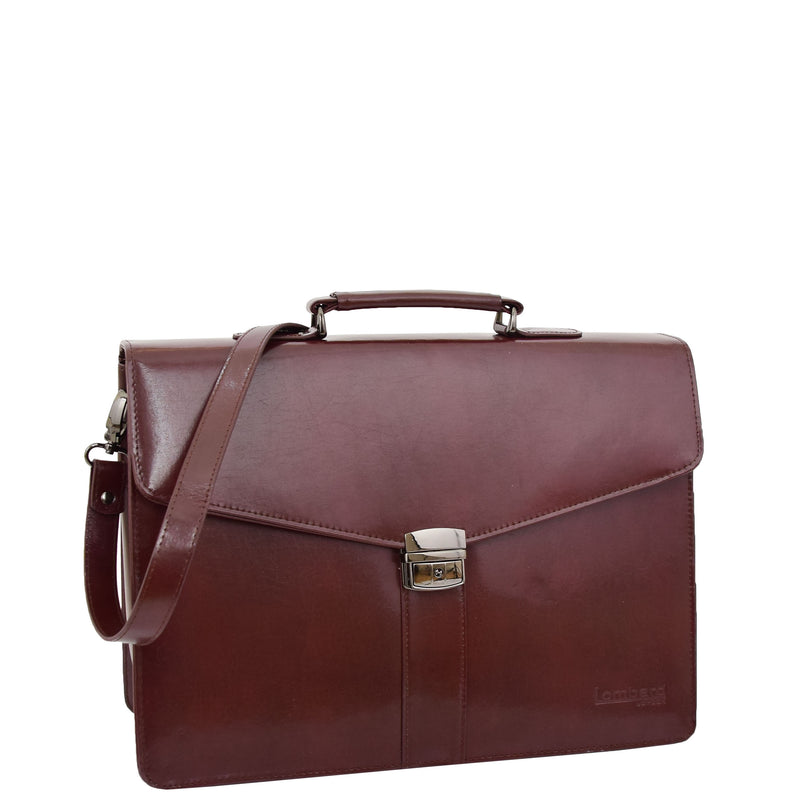 Mens Leather Flap Over Briefcase Dunkirk Brown
