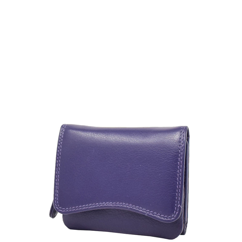 Womens Small Trifold Leather Purse Carmel Purple