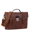 Mens Leather Bag Vintage Style Briefcase Shores Brown