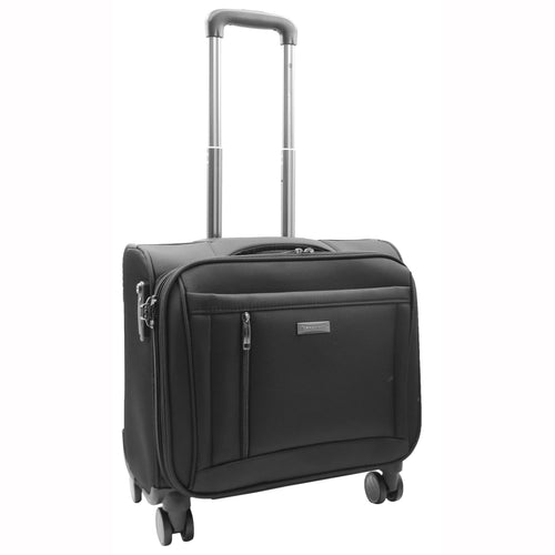 Made from durable polyester/Polyimide and complete with high quality zip pullers. It features a top carry handle, self locking telescopic handle, two front pockets and TSA approved integrated combination lock. Inside there are one packing straps and open compartments, one of the compartments is padded and suitable for a laptop. 1