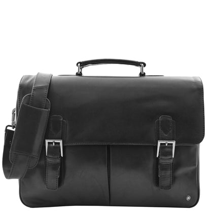 Mens Leather Messenger Briefcase HOL518 Black