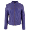 Womens Leather Standing Collar Jacket Becky Purple