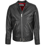 Mens Leather Casual Biker Fashion Jacket Andy Black