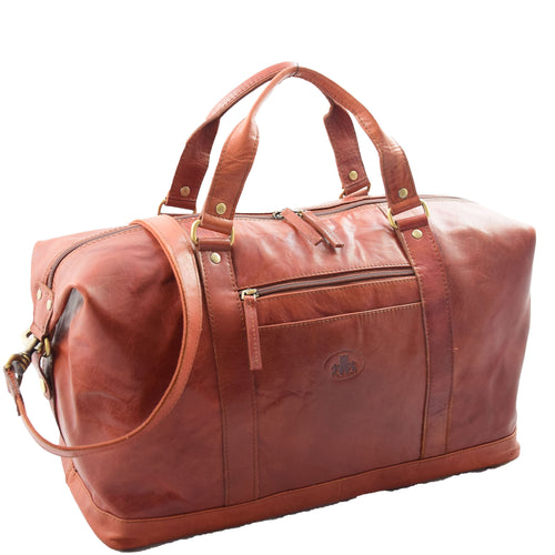 Real Leather Travel Holdall Large Duffle Bag Texas Tan 1