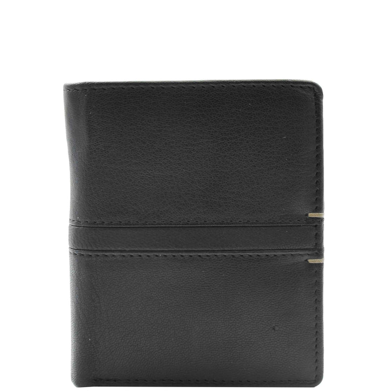 Mens Real Leather Small Bifold Wallet HOL800 Black 1