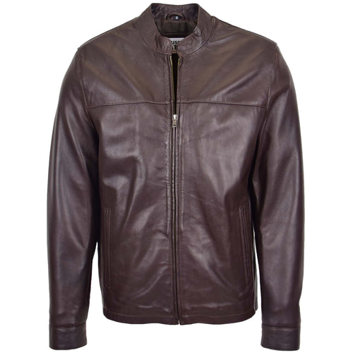 Mens Leather Standing Collar Jacket Paul Brown