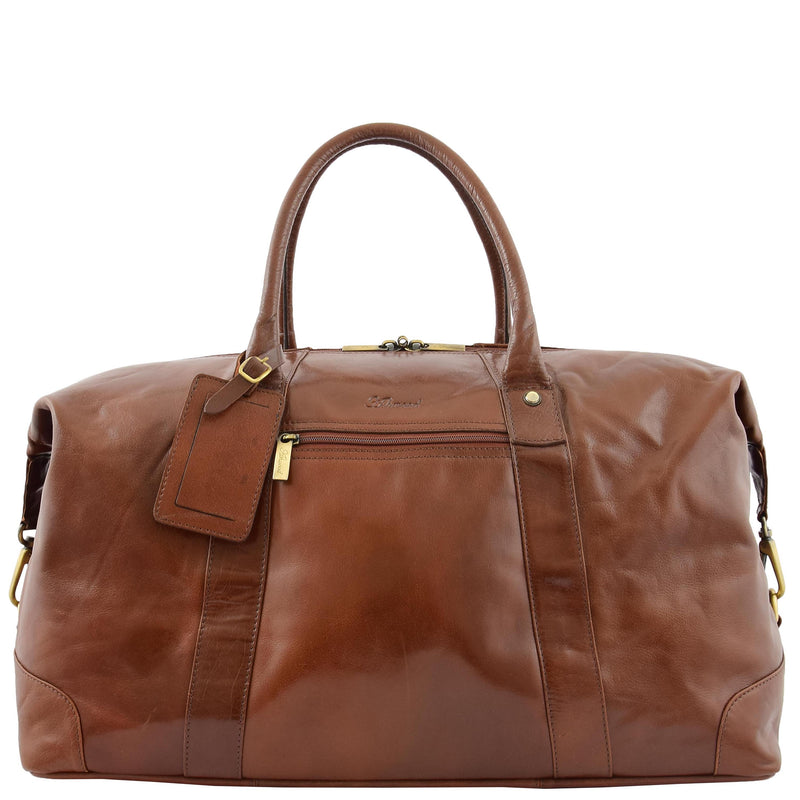 Real Leather Travel Holdall Large Size Duffle Perugia Tan 2