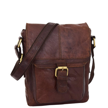 Mens Leather Cross Body Flight Bag Oldenburg Brown