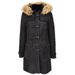 Womens Sheepskin Duffle Coat 3/4 Length Parka Beth Dark Brown