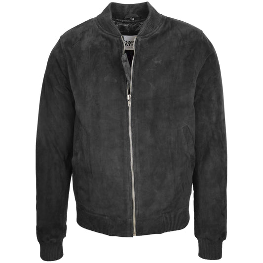 Mens Suede MA-1 Bomber Jacket Trevor Black