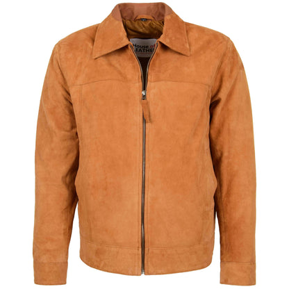 Mens Real Suede Casual Harrington Jacket Larry Tan