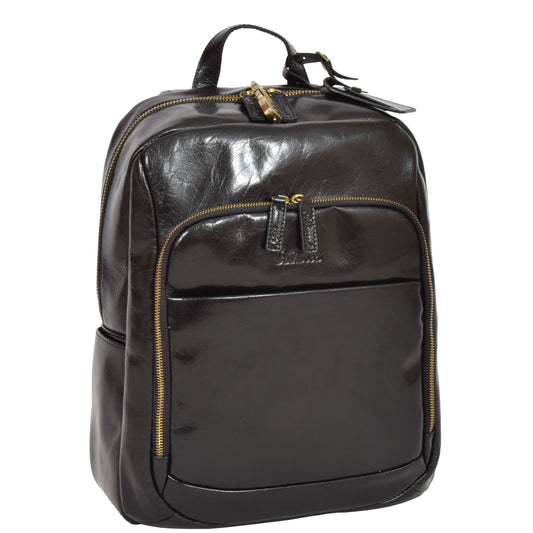 leather backpack black