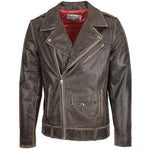 Mens Leather Biker Brando Design Jacket Neil Brown