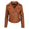 Womens Soft Leather Cross Zip Biker Jacket Anna Tan