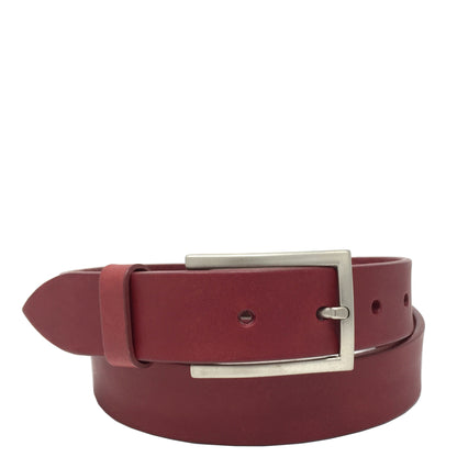 mens red leather belt