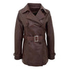 Womens Leather Double Breasted Trench Coat Sienna Brown