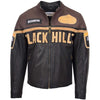 Mens Leather Racing Badges Jacket 'Black Hills' Brown