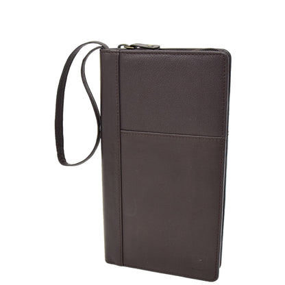 Zip Around Documents Leather Wallet Perth Brown