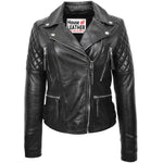 Womens Cross Zip Biker Leather Jacket Claudia Black