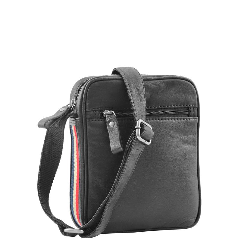 Mens Leather Cross Body Small Flight Bag Parkham Black - House of Leather