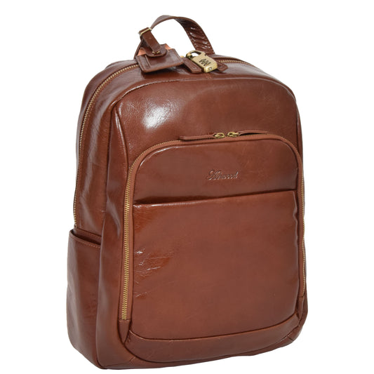 leather backpack in tan